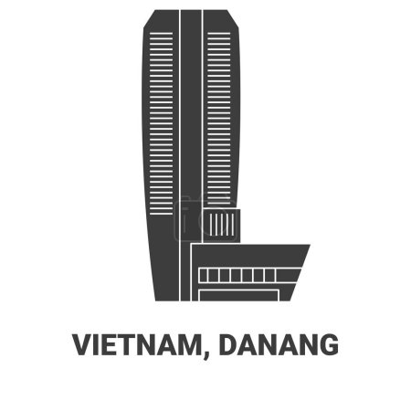 Téléchargez les illustrations : Vietnam, Danang illustration vectorielle de ligne de repère Voyage - en licence libre de droit