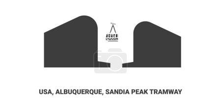 Illustration for Usa, Albuquerque, Sandia Peak Tramway, travel landmark line vector illustration - Royalty Free Image