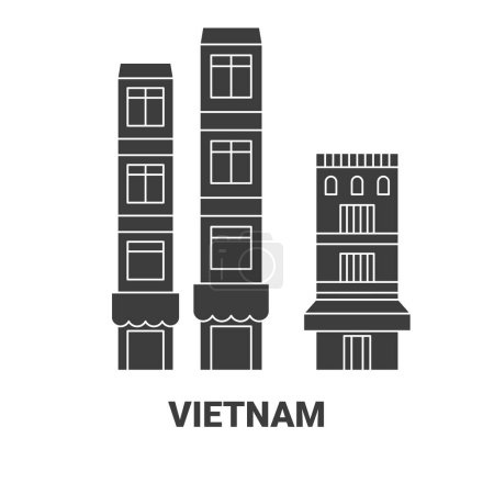 Illustration for Vietnam travel landmark line vector illustration - Royalty Free Image
