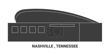 Illustration for United States, Nashville , Tennessee travel landmark line vector illustration - Royalty Free Image