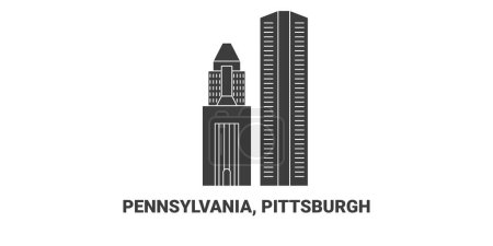 Téléchargez les illustrations : États-Unis, Pennsylvanie, Pittsburgh illustration vectorielle de ligne de voyage historique - en licence libre de droit