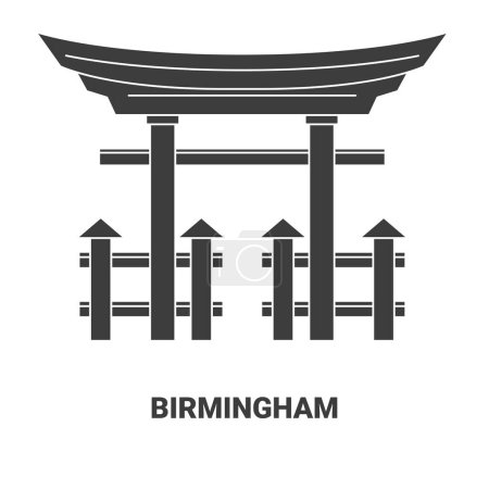 Téléchargez les illustrations : Illustration vectorielle de ligne de voyage Usa, Birmingham - en licence libre de droit