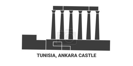 Illustration for Tunisia, Ankara Castle, travel landmark line vector illustration - Royalty Free Image