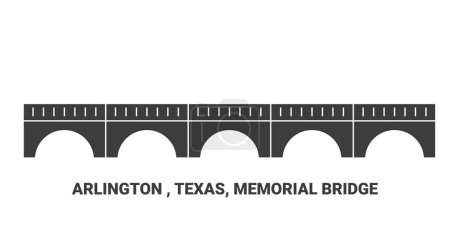 Illustration for United States, Arlington , Texas, Memorial Bridge travel landmark line vector illustration - Royalty Free Image