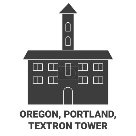 Illustration for United States, Oregon, Portland, Textron Tower travel landmark line vector illustration - Royalty Free Image