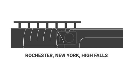 Ilustración de Estados Unidos, Rochester, Nueva York, High Falls, línea de referencia de viaje vector ilustración - Imagen libre de derechos