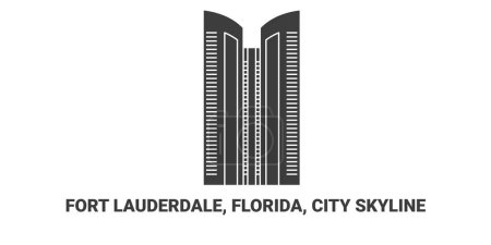 Illustration for United States, Fort Lauderdale, Florida, City Skyline, travel landmark line vector illustration - Royalty Free Image