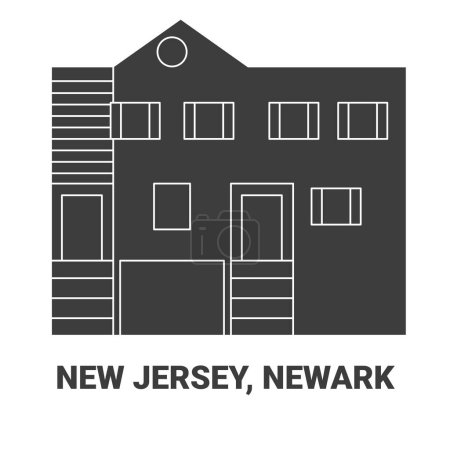 Illustration for United States, New Jersey, Newark travel landmark line vector illustration - Royalty Free Image