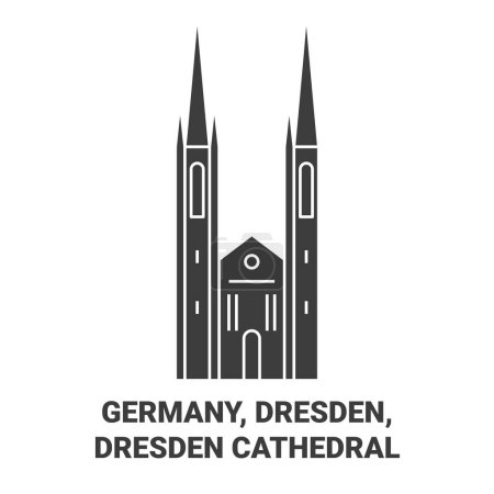Illustration for Germany, Dresden, Dresden Cathedral travel landmark line vector illustration - Royalty Free Image