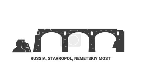 Téléchargez les illustrations : Russie, Stavropol, Nemetskiy Most, illustration vectorielle de ligne de repère de voyage - en licence libre de droit