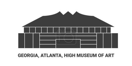 Téléchargez les illustrations : États-Unis, Géorgie, Atlanta, High Museum Of Art, illustration vectorielle de ligne de repère de voyage - en licence libre de droit