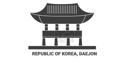 Téléchargez les illustrations : République de Corée, Daejon, illustration vectorielle de ligne de repère de voyage - en licence libre de droit