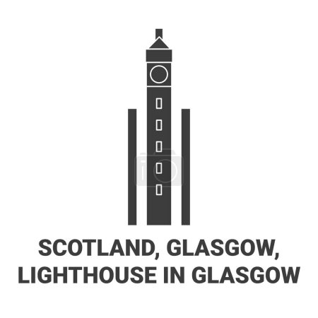 Téléchargez les illustrations : Écosse, Glasgow, Phare Illustration vectorielle de ligne de repères de voyage à Glasgow - en licence libre de droit