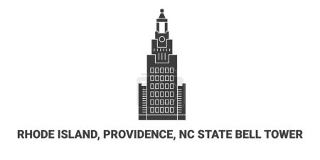 Illustration for United States, Rhode Island, Providence, Nc State Bell Tower, travel landmark line vector illustration - Royalty Free Image