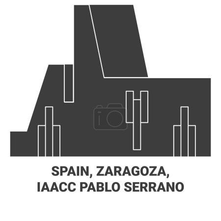 Illustration for Spain, Zaragoza, Iaacc Pablo Serrano travel landmark line vector illustration - Royalty Free Image