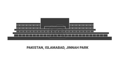 Téléchargez les illustrations : Pakistan, Islamabad, Jinnah Park, illustration vectorielle de ligne de repère de voyage - en licence libre de droit