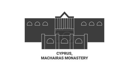Illustration for Cyprus, Machairas Monastery travel landmark line vector illustration - Royalty Free Image