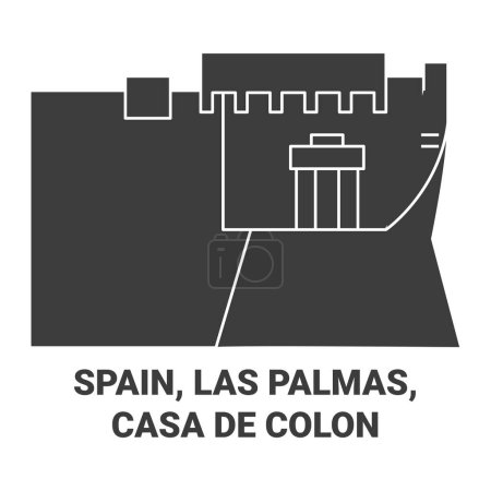 Illustration for Spain, Las Palmas, Casa De Coln travel landmark line vector illustration - Royalty Free Image