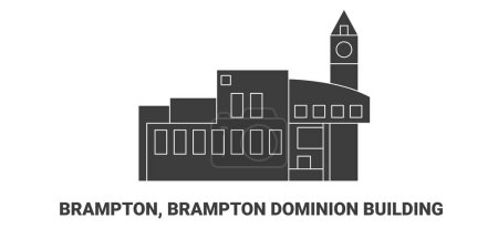 Illustration for Canada, Brampton, Brampton Dominion Building, travel landmark line vector illustration - Royalty Free Image