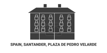 Illustration for Spain, Santander, Plaza De Pedro Velarde, travel landmark line vector illustration - Royalty Free Image