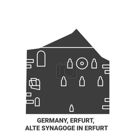 Illustration for Germany, Erfurt, Alte Synagoge In Erfurt travel landmark line vector illustration - Royalty Free Image