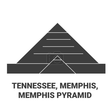 Illustration for United States, Tennessee, Memphis, Memphis Pyramid travel landmark line vector illustration - Royalty Free Image