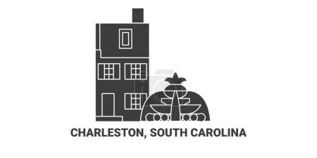 Illustration for United States, Charleston, South Carolina travel landmark line vector illustration - Royalty Free Image