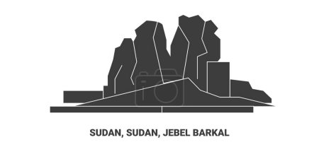 Illustration for Sudan, Sudan, Jebel Barkal, travel landmark line vector illustration - Royalty Free Image