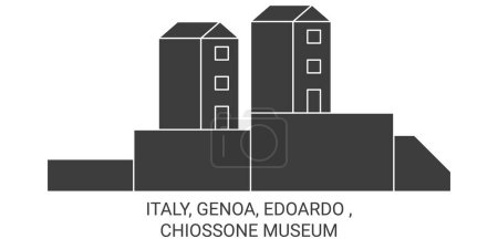 Illustration for Italy, Genoa, Edoardo , Chiossone Museum travel landmark line vector illustration - Royalty Free Image