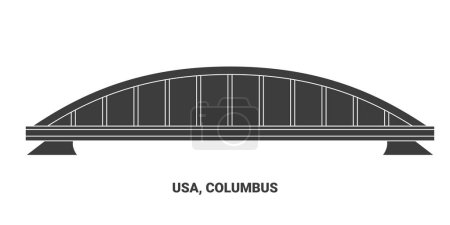 Illustration for Usa, Columbus, Native American, travel landmark line vector illustration - Royalty Free Image