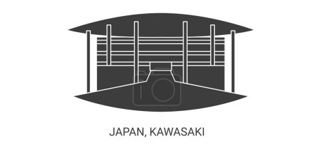 Ilustración de Japón, Kawasaki viaje hito línea vector ilustración - Imagen libre de derechos