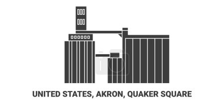 Illustration for United States, Akron, Quaker Square, travel landmark line vector illustration - Royalty Free Image