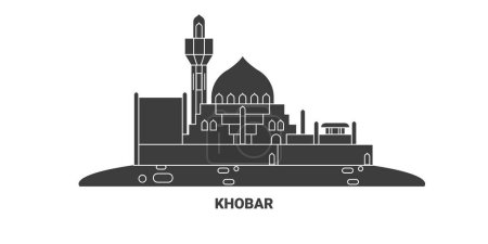 Illustration for Saudi Arabia, Khobar travel landmark line vector illustration - Royalty Free Image