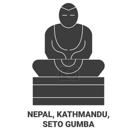 Téléchargez les illustrations : Népal, Katmandou, Seto Gumba illustration vectorielle de ligne de voyage - en licence libre de droit