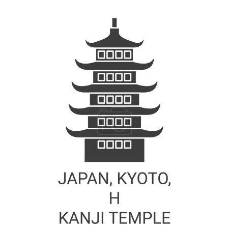 Illustration for Japan, Kyoto, Hkanji Temple travel landmark line vector illustration - Royalty Free Image