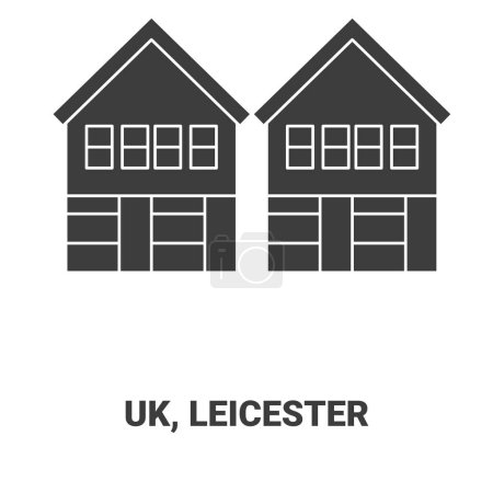 Téléchargez les illustrations : Angleterre, Leicester voyages point de repère illustration vectorielle ligne - en licence libre de droit