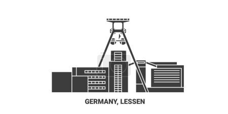 Téléchargez les illustrations : Allemagne, Lessen, Illustration vectorielle de ligne de voyage de l'industrie - en licence libre de droit