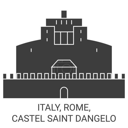 Téléchargez les illustrations : Italie, Rome, Castel Saint Dangelo illustration vectorielle de ligne de voyage - en licence libre de droit