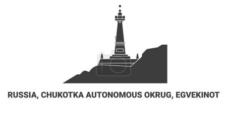Téléchargez les illustrations : Russie, Okrug autonome de Tchoukotka, Egvekinot, illustration vectorielle de ligne de repère de voyage - en licence libre de droit