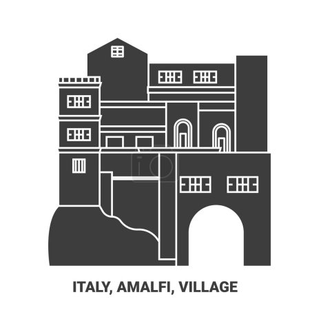 Illustration for Italy, Amalfi, Travels Landsmark travel landmark line vector illustration - Royalty Free Image