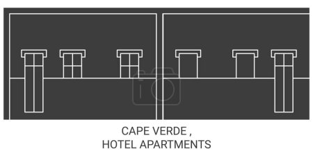 Ilustración de Cabo Verde, Hotel Apartments ilustración de vector de línea de referencia de viaje - Imagen libre de derechos