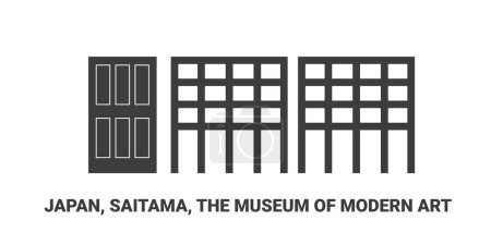 Téléchargez les illustrations : Japon, Saitama, Musée d'Art Moderne, illustration vectorielle de ligne de voyage - en licence libre de droit