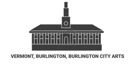 Illustration for United States, Vermont, Burlington, Burlington City Arts, travel landmark line vector illustration - Royalty Free Image