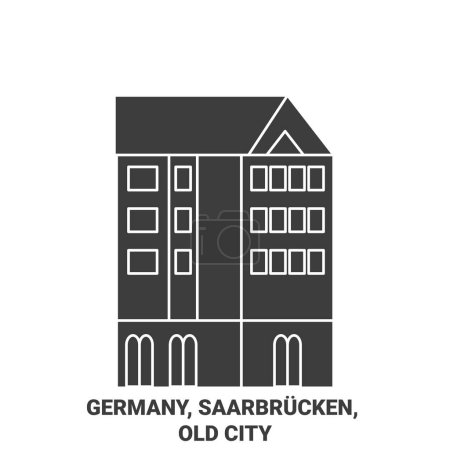 Illustration for Germany, Saarbrucken, Travels Landsmark travel landmark line vector illustration - Royalty Free Image