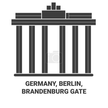 Illustration for Germany, Berlin, Brandenburg Gate travel landmark line vector illustration - Royalty Free Image
