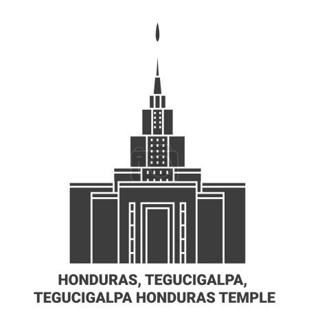 Illustration for Honduras, Tegucigalpa, Tegucigalpa Honduras Temple travel landmark line vector illustration - Royalty Free Image