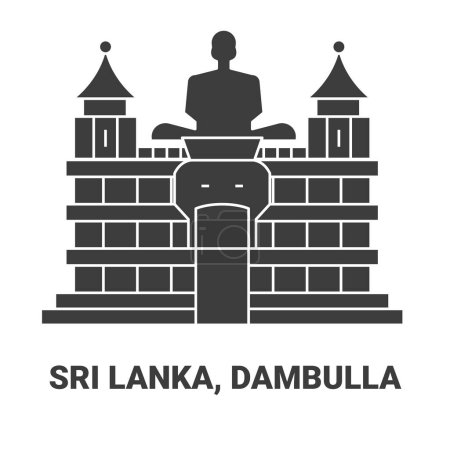 Ilustración de Sri Lanka, Dambulla, ilustración de vector de línea de referencia de viaje - Imagen libre de derechos