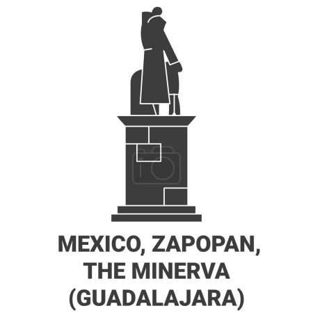 Ilustración de México, Zapopan, La Minerva Guadalajara recorrido hito línea vector ilustración - Imagen libre de derechos