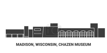 Illustration for United States, Madison, Wisconsin, Chazen Museum, travel landmark line vector illustration - Royalty Free Image