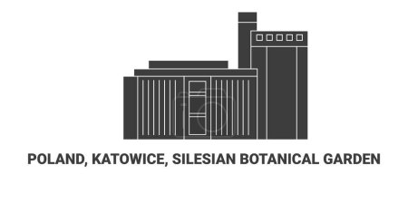 Ilustración de Polonia, Katowice, Silesian Botanical Garden, ilustración de vectores de línea de referencia de viaje - Imagen libre de derechos
